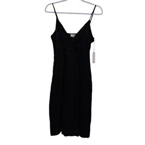 Thread & States Spaghetti Strap Jacquard Black Satin Style Dress- size M